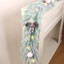 Christmas Garland with Lights, 6FT Artificial Light Green Snowflake Garland Decorations with Red Berries Pine Cones, Lighted Christmas Garland for Home Winter Fireplace Door Stairs Decorations