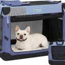 Gardner Pet Soft Collapsible Dog Crate - 26 Inch Portable Travel Dog Crate for Puppy/Small Dogs Indoor & Outdoor, 3-Door Pet Crate with Durable Mesh Windows & Storage Bag, Blue
