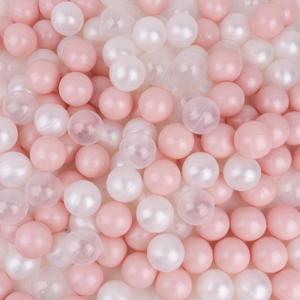 Ball Pit Balls 100 Phthalate Free BPA Free Crush Proof 2.16 Inches Plastic Balls for Ball Pit Ideal Gift for Toddlers Babies Kids Pool Water Toys Play Tent, Pearl White, Pearl Pink, Clear