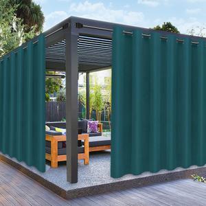 PureFit Outdoor Curtains for Patio Waterproof Weatherproof, UV Resistant Outside Curtains for Gazebo, Front Porch, Pergola, Sun Blocking Privacy Curtain, 100W x 120L inch, 1 Panel, Teal