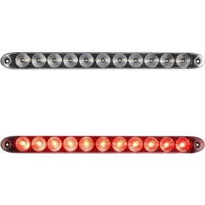 Partsam 2pcs 15" inch Clear Lens Red 11 LED Flange Mount Trailer Truck RV Stop Turn Signal Tail Lamps 3rd Third Brake Light Bar Warning Light ID Bar