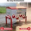Automatic Chicken Feeder 100LBS Large Capacity, 12 Anti-Waste Ports Metal Poultry Feeder with Height Adjustable Stand, Waterproof Rodent Proof Feed Box with Lid Viewing Window for Hens Ducks Geese