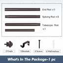 Curtain Rods for Windows 36-124 inch, 5/8 inch Bronze Curtain Rod with Classic Finials Adjustable by Splicing for Bedroom Kitchen Living Room