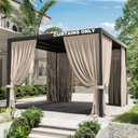 Gazebo Universal Replacement Privacy Curtain,10'10' Gazebo Outdoor Waterproof Curtains, 4-Panels Sidewall Curtains with Double Zipper for Patio Canopy, Garden and Backyard (Curtain Only)