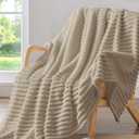 BEDELITE Twin Blanket for Couch & Bed, 300GSM Soft & Warm Fleece Blanket, Decorative and Giftable Striped Linen Blankets for Women, Men, 60"x80"