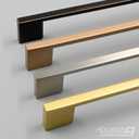 Alzassbg 10 Pack Champagne Copper Cabinet Pulls, 3-3/4 Inch(96mm) Hole Centers Rectangle Cabinet Handles Kitchen Pulls for Drawers and Cabinets AL3051SCG