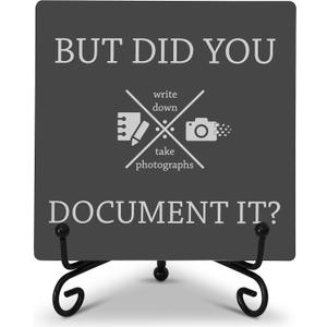 But Did You Document It, HR Gifts for Women Men, Funny Office Desk Decor with Iron Stand, Humor Wood Plaque Desk Decorative Sign Office Decoration for Shelf Table Decor - B04