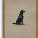 VIYYIEA Vintage Framed Black Dog Wall Art, Bedroom Living Room Minimalist Animal Art Decor, Antique Dog Canvas Print Paintings, Home Farmhouse Retro Still Life Decor, 8x10 Inch