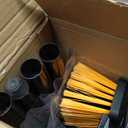 CLEANHOME 24Push Broom Brush for Floor Cleaning with 65 Long Handle and Stiff Bristles, Heavy Duty Brush for Shop, Deck, Garage, Concrete,Indoor and Outdoor Broom,Orange