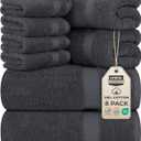 Utopia Towels 8 Piece Premium Towel Set, 2 Bath, 2 Hand, and 4 Wash Cloths, 600 GSM 100% Ring Spun Cotton, Highly Absorbent Towels for Bathroom, Gym, Hotel, and Spa, Grey