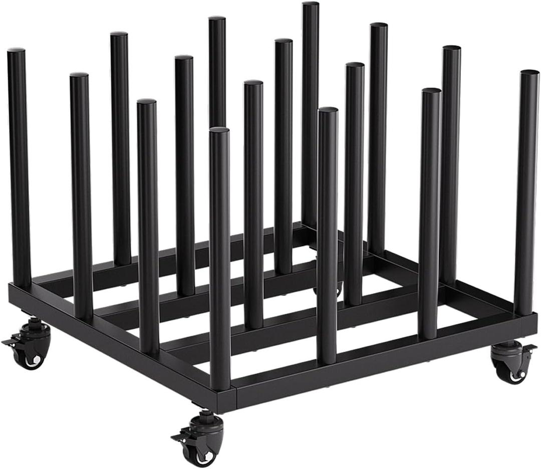 INNOVART Vinyl Cart Mobile Rack, 16 Rolls Capacity Heavy Duty Vinyl Roll Storage Cart, 2 Inch Round Core, Black Rolling Organizer Holder for Craft Room, Design Studios, Warehouse, Architects