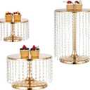 LANLONG Gold Metal Cake Stand for Set of 3, 12in Round Wedding Cupcake Holder for Table, Dessert Cupcake Pedestal Display Plate for Party Wedding Anniversary Baby Shower