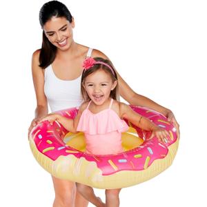 BigMouth Inc Lil’ Water Float - Pool Floaties for Infants Babies & Kids Ages 1-3, for Beginner Swimmers, Easy to Inflate and Durable - Pink Donut, 2 Packs
