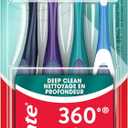 Colgate 360 Whole Mouth Toothbrush, Adult Toothbrushes Medium Bristles, Helps Remove Bad Breath Bacteria and Plaque, Medium Toothbrush Pack, Includes Cheek and Tongue Cleaner, 4 Pack