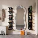 7 Tier Wall Shelf with LED Lights Lack Shelf for Room Collection, Black, 5.5"D x 7.4"W x 40"H