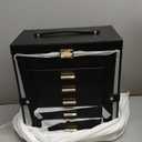 Large Leather Jewelry Box Organizer 6 layer Jewelry Storage Case for Women Girls Ring Necklace Earring Bracelet Holder with Mirror Valentine's Day Gift(Black)