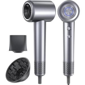 Hair Dryer, 110000 RPM Professional Ionic Blow Dryer with Brushless Motor for Fast Drying, Thermo-Control Quiet Compact Hair Blow Dryer with Magnetic Diffuser for Curly Hair for Home Travel Salon