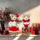 Lulu Home 2 Packs Valentine's Day Decorations, Xmas Bears Tabletop Ornaments for Mantel Fireplace Window Sill Holiday Christmas Indoor Decor & Gifts