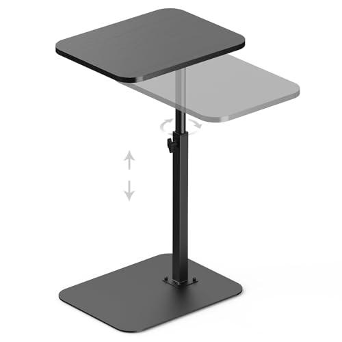 HzTinT Side Table Sofa Tray for Couch Heavy Metal Base Swivel/Adjustable Height, Sofa Bed Bathroom Study TV Tray C Shaped End Table Food Snack Trays for Eating