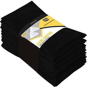 Utopia Kitchen Black Cloth Napkins [24 Pack, 20x20 Inch] Absorbent Cotton Blend Washable and Reusable for Dinner, Restaurant, Lunch, Wedding and Hotel