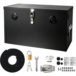 Dual Battery Box for 12V Batteries, Waterproof Steel Battery Relocation Kit with Lockable Cover and Cable Ports for RV Travel Trailer Boat Marine Trolling Motor, Black, Double battery series