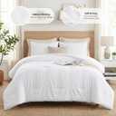 CozyLux California King Comforter Set White, 3 Pieces Cal King Solid Breathable Quilted Bedding Sets for All Seasons, Luxury Soft Lightweight Bed Set with Down Alternative Comforter and 2 Pillowcases