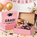 Eersida 6 Pack Graduation Cap Gift Boxes 2026, 14 x 9 x 4 Inch Large Corrugated Keepsake Box Congrats Grad Candy Card Storage High School College Graduation Party Favors Gift for Girls Boy (Pink)