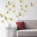 5 x 3D Gold Butterflies Wall Stickers - 24pcs, Butterfly Decor for Parties & Birthdays (Style Two)
