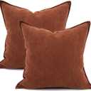 YOUR SMILE Set of 2 Chevron Chenille Pillow Covers with Elegant Design Soft and Luxurious Decorative Throw Pillows for Couch, Bed and Home Decor (Rusty Orange, 18 X 18 inch)