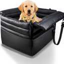 Dog Car Seats for Medium Dogs : Secure & Cushioned Pet Booster for Travel  2-in-1 Foldable Dog Bed for Front or Back Seat, Waterproof PU Leather, Up to 45 lbsBlack