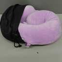 Travel Pillow Memory Foam for Airplanes - Neck Pillow for Traveling, Car, Home, Flight Pillow for Sleeping with Attachable Snap Strap Soft Washable Cover, Provide Head Neck Support Rest, Light Purple