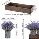 Set of 3 Small Potted Plants Arrangement Artificial Lavender Flower Plants in Rustic Galvanized Metal Pots with Decorative Wood Tray for Farmhouse Table Centerpiece Windowsill Country Indoor Decor