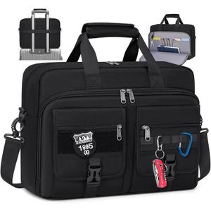 RAINSMORE Tactical Laptop Bag for Men 15.6/17.3 Inch Military Laptop Briefcase with MOLLE Large Business Travel Messenger Bag (Black)