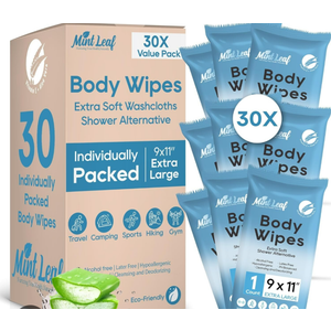 XL Deodorizing Body Wipes, 30 Pack of 9x11"