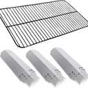 Set of Porcelain Steel Cooking Grid and Three Stainless Steel Replacement Heat Plates for Charbroil Classic 360 3 Burner, G215-0203-W, G305-0006-W1, 463742418 Charbroil Classic 3 burner