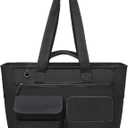 FOKDUVB Large Canvas Tote Bag with Zipper and Pockets for Women Utility Totes with Laptop Compartment for Work School Travel Heavy Duty Everyday Commuter Bags for Teacher Nurse Stuff Supplies Black