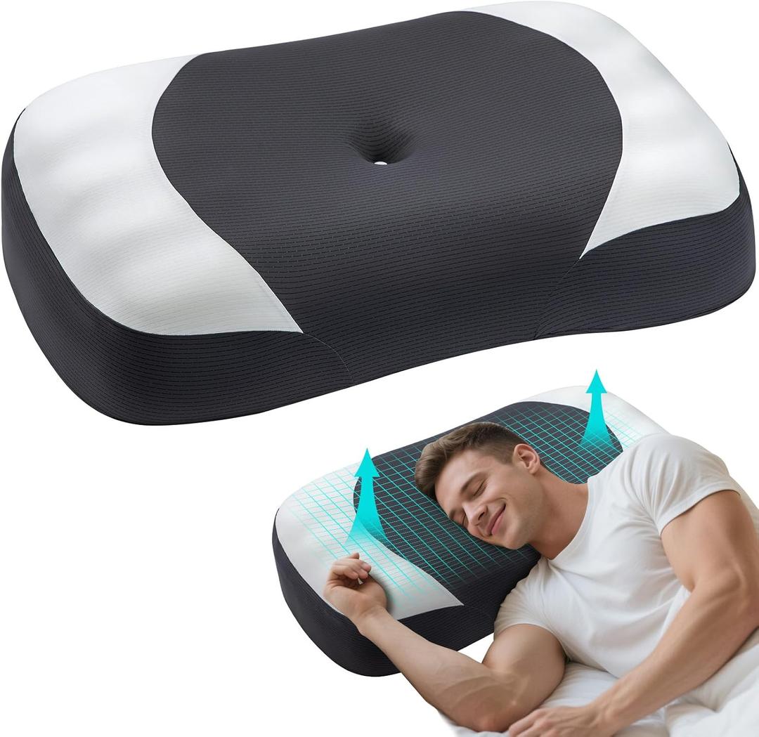 King Size Cervical Pillow for Side Sleepers, High Loft Contour Memory Foam Pillow for Neck & Shoulder Pain Relief, Ergonomic Support Pillow for Better Spinal Alignment with Cooling Cover