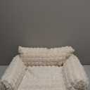 Cat Beds for Indoor Cats - Cute Cat Couch Bed Fluffy Pet Sofa with Faux Rabbit Fur Washable Cover, Fuzzy Pet Couch in 3D Diamond Pattern, Suppportive Large & Small Cats Sofa, 24inch Off White