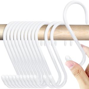 HiGift 18 Pack White Vinyl Coated Metal S Hooks, 4.5 inch Heavy Duty, Non Slip Rust-Free for Hanging Clothes, Plants, Pots, Towels
