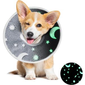 MABOZOO Adjustable Soft Dog Cone for Dogs After Surgery, Glow in The Dark Pet Recovery Collar for Dogs and Cats,Comfy Elizabethan Collar After Surgery for Prevent Biting Scratching(S)