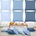 Berlune 6 Pcs Velvet Throw Pillow Covers 18" x 18" Decorative Cushion Cases Soft Pillowcase for Picnic Coquette Party Accessories Bedroom Living Room Decor, No Inserts (Blue Series)
