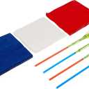 Perfect Stix are White and Blue Cocktail Napkins Two ply-25 Each. Includes 25 Each red and Blue Palm Flex Straws