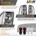 USR 08-16 F250 F350 SUPERDUTY Tail Light Rear Tail Lamps Set (Left + Right) Compatible with 2008-2016 Ford F-250 F-350 F-450 PickUp Truck F350 F450 Super Duty (CLEAR LENS TAIL LIGHTS with BULBS)