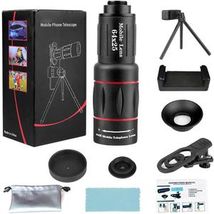 64X Zoom Mobile Phone Telephoto Lens with Tripod & Phone Clamp - HD FMC Monocular Lens for Long Distance Photography, Bird Watching, Sports & Vlogging (Universal Smartphone Lens)