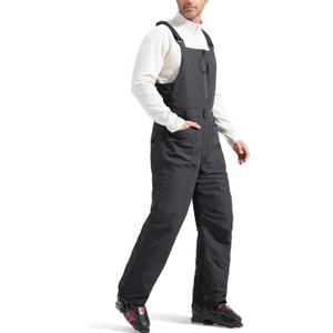 FREE SOLDIER Men's Insulated Waterproof Snow Bibs Ski Overalls (Medium/32" Inseam, Black)