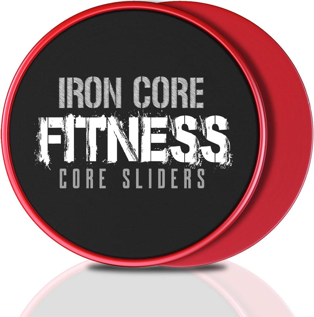 Core Sliders for Working Out, Dual Sided Exercise Gliding Discs for Use on All Surfaces, Ultimate Core Trainer, Light and Portable, Gym & Home Total Body Workout Equipment (Cherry Red)
