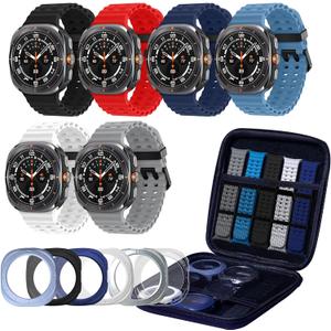 6 Pack Marine Silicone Band for Samsung Galaxy Watch Ultra Bands 47mm Men/Women,With 6 Protective Cases & Storage Bag,Waterproof Soft Sport Strap Compatible with Samsung Watch Ultra Band