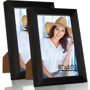 Picture Frames,8x10 picture frame Set of 2,Picture Frame with HD Plexiglass,Display Pictures 8x10 without Mat,Vertical & Horizontal Wall Hanging Photo Frame,Black Frame