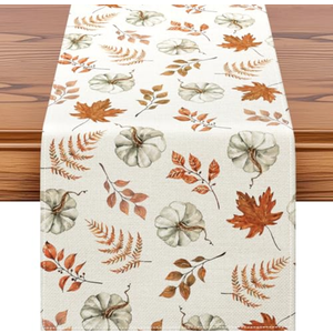Pack Of 2 Artscope Pumpkins Maple Leaves Fall Table Runner,Thanksgiving Holiday Kitchen Dining Table Decoration for Fall Home Decor 13x72 Inch - Orange