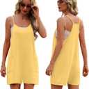 Lepunuo Womens Summer Casual Loose Rompers Athletic Sleeveless Stretchy Short Overalls Jumpsuits with Pockets (XXXL)
